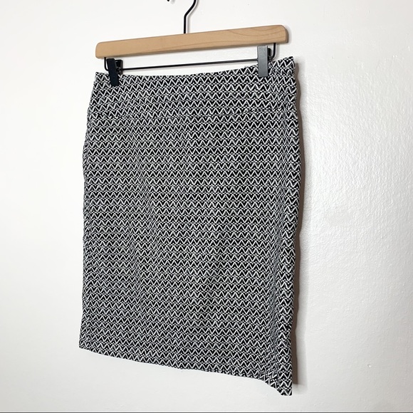 Margaret M Black White Geometric Print Stretchy Pencil Skirt Large L - Picture 5 of 7